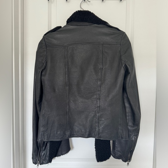 All Saints Sherpa sheep skin leather biker jacket - Picture 6 of 7